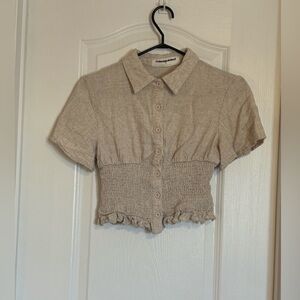 Missguided Beige Textured Button-Up Shirt